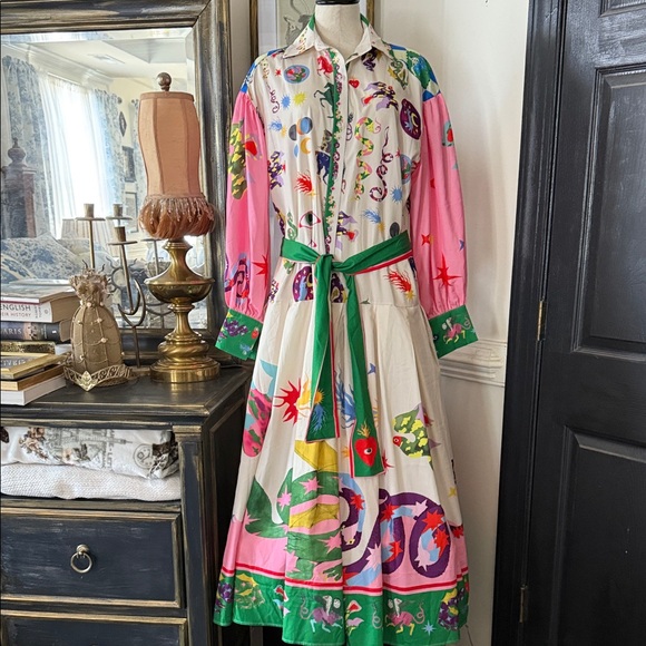 2 Bohemian Patchwork Maxi Dresses with Green Sash - Picture 11 of 15